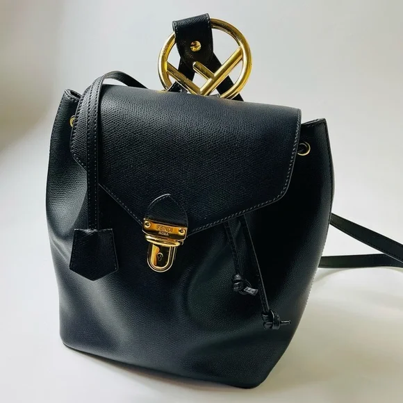 Fendi backpack w/ gold hardware Vintage Fendi Zucca Backpacks With Hardware in Gold Tone - Etsy main image 2